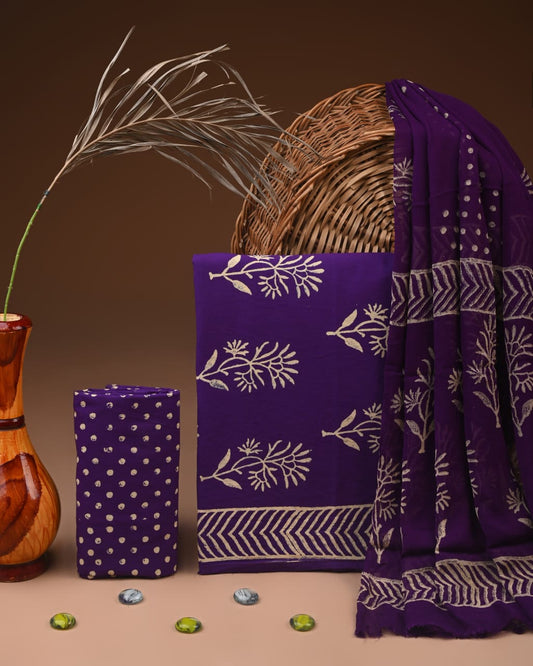 PREMIUM COTTON SUIT SET WITH CHIFFON DUPATTA