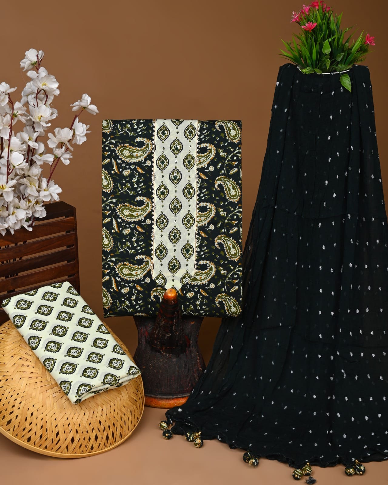 PREMIUM GOTA PATTI COTTON SUIT SET WITH CHIFFON DUPATTA