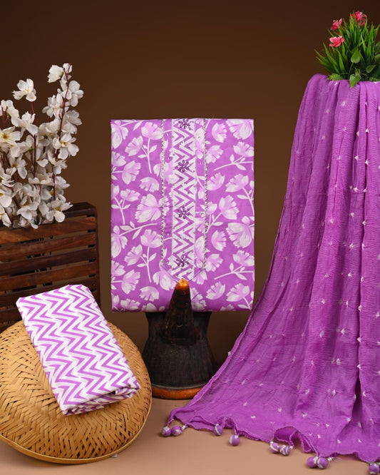 PREMIUM GOTA PATTI COTTON SUIT SET WITH CHIFFON DUPATTA