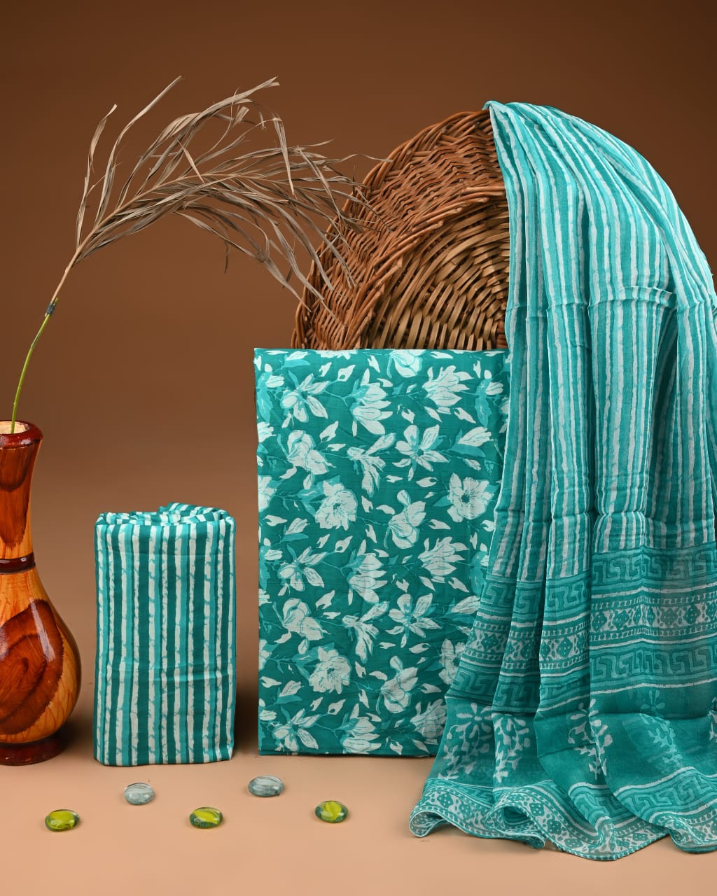 PREMIUM COTTON SUIT SET WITH CHIFFON DUPATTA